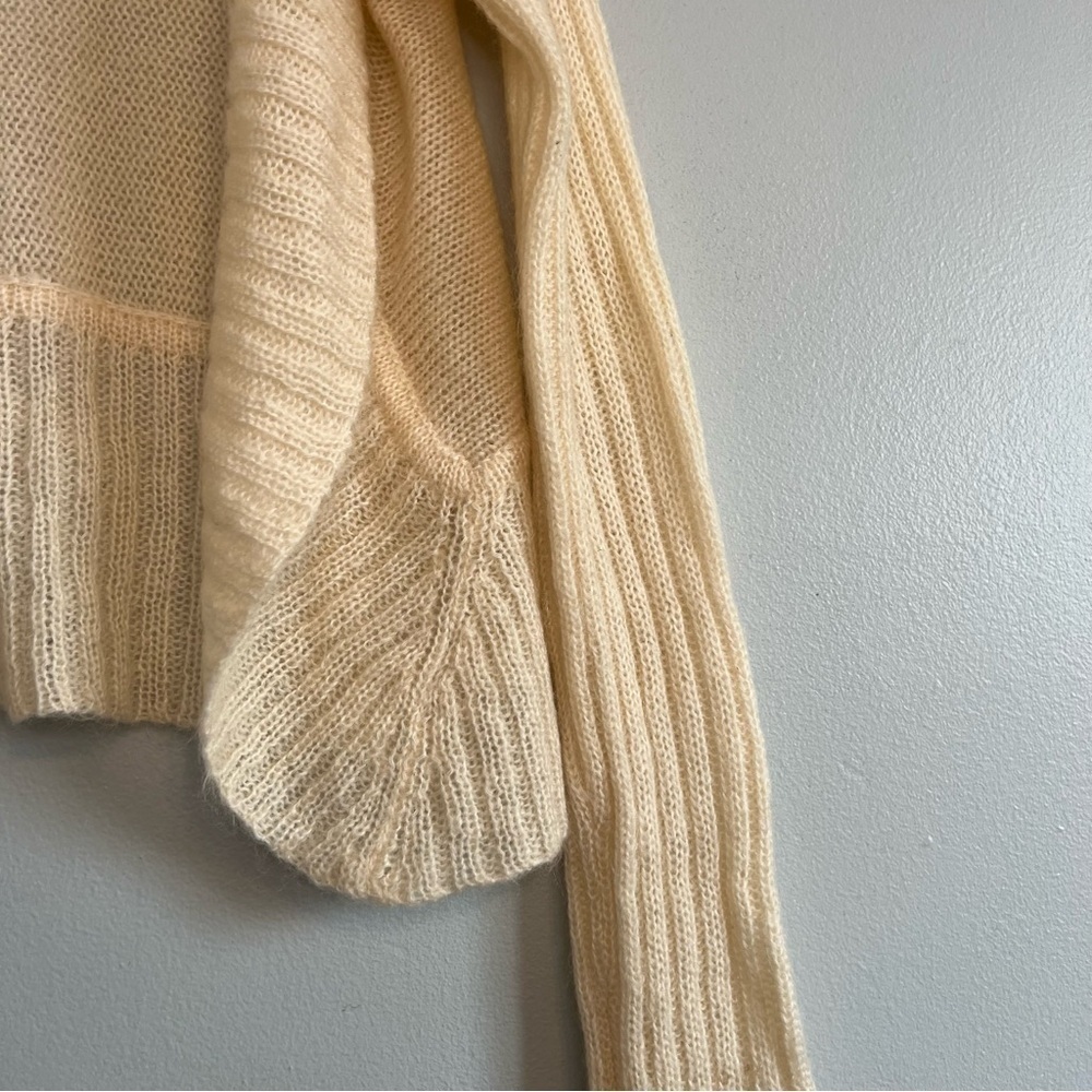 Free People Womens Mohair Blend Open Cardigan Cropped Cream Sz S Cottagecore - Picture 3 of 13